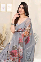 SM Women Organza Printed Saree