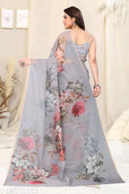 SM Women Organza Printed Saree