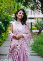 SM Women Organza Embroidered Ready to Wear Saree