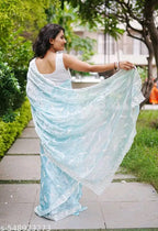 SM Women Organza Embroidered Ready to Wear Saree