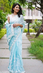 SM Women Organza Embroidered Ready to Wear Saree