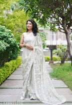 SM Women Organza Embroidered Ready to Wear Saree