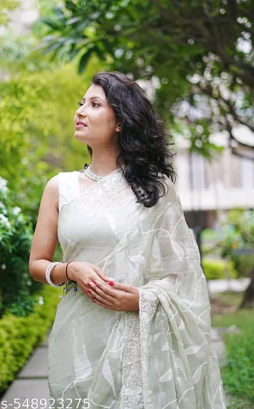 SM Women Organza Embroidered Ready to Wear Saree