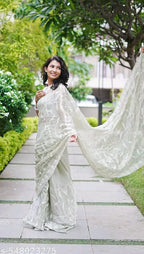 SM Women Organza Embroidered Ready to Wear Saree