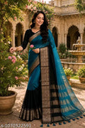 SM Women Organza Color blocked Saree