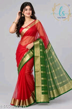 SM Women Organza Solid Saree