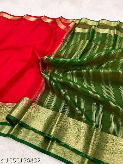 SM Women Organza Solid Saree