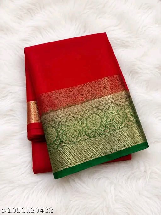 SM Women Organza Solid Saree