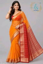 SM Women Organza Solid Saree