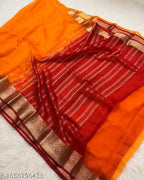 SM Women Organza Solid Saree