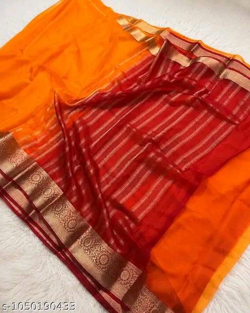 SM Women Organza Solid Saree