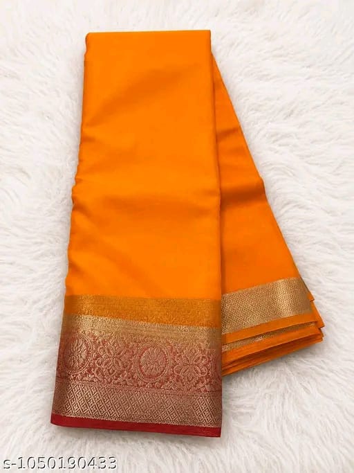 SM Women Organza Solid Saree