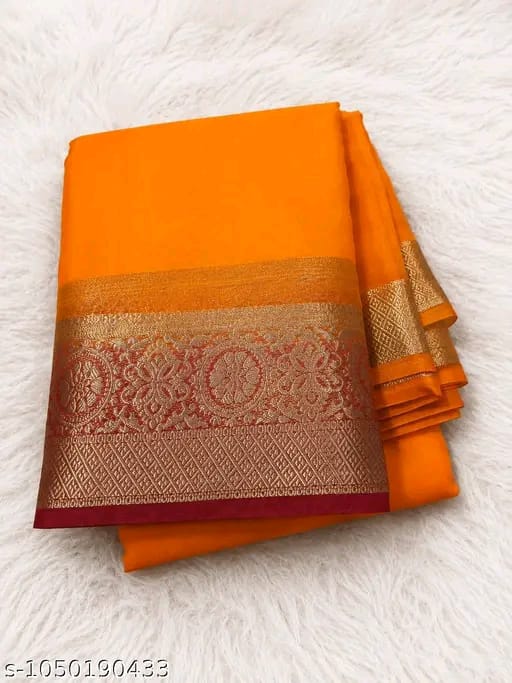 SM Women Organza Solid Saree