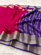 SM Women Organza Solid Saree