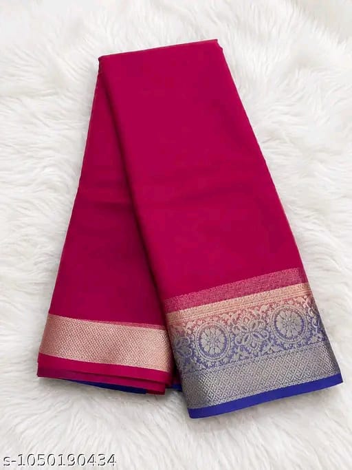 SM Women Organza Solid Saree