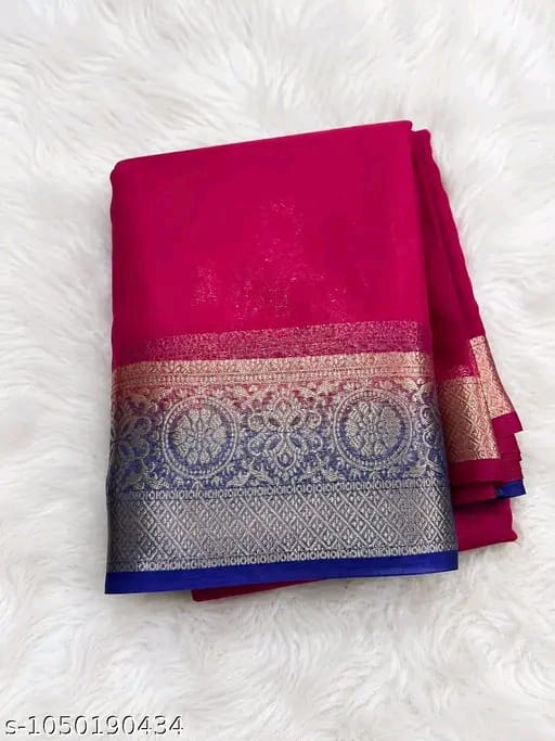SM Women Organza Solid Saree