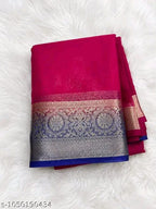 SM Women Organza Solid Saree