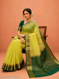 SM Women Organza Solid Saree
