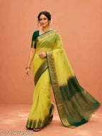SM Women Organza Solid Saree