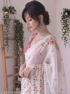 SM Women Cotton Linen Saree