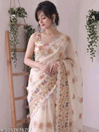SM Women Cotton Linen Saree