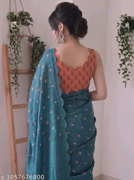 SM Women Cotton Linen Saree