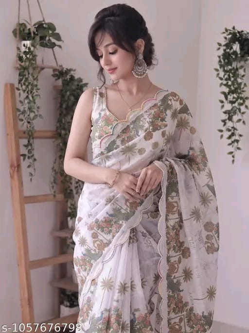 SM Women Cotton Linen Saree