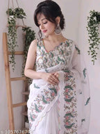 SM Women Cotton Linen Saree