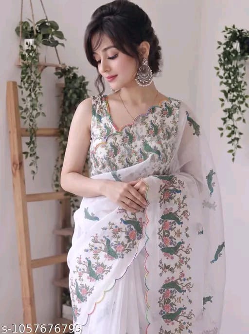SM Women Cotton Linen Saree