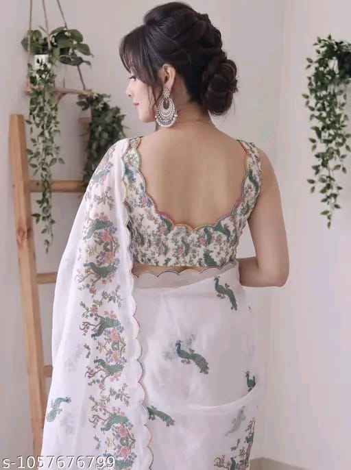 SM Women Cotton Linen Saree