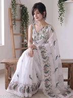 SM Women Cotton Linen Saree