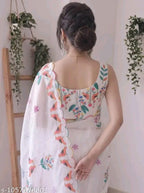SM Women Cotton Linen Saree