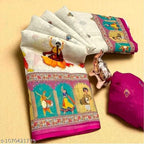 SM Women Cotton Linen Printed Saree