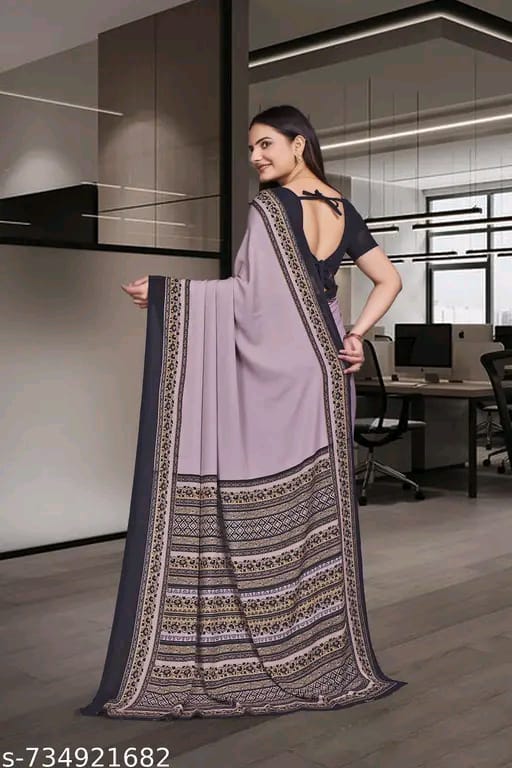 SM Women Crepe Zari Woven Saree