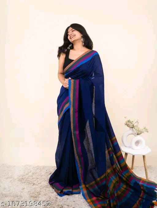 SM Women Linen Solid Saree