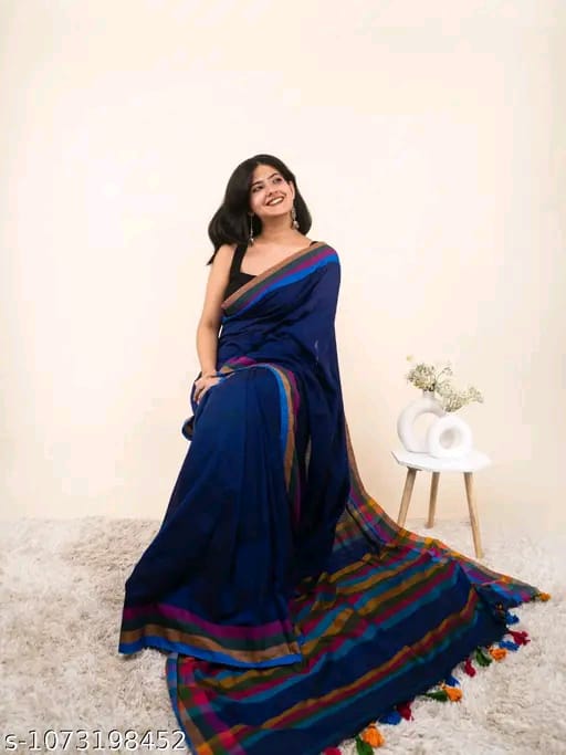 SM Women Linen Solid Saree