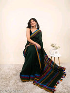 SM Women Linen Solid Saree