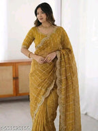 SM Women Chiffon Zari Embroidered Saree