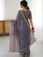 SM Women Chiffon Zari Embroidered Saree
