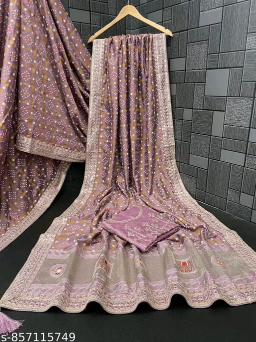 SM Women Vichitra Silk Printed Saree