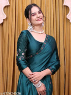 SM Women Satin Solid Saree