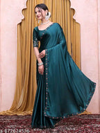 SM Women Satin Solid Saree