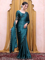 SM Women Satin Solid Saree