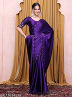 SM Women Satin Solid Saree
