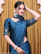 SM Women Satin Solid Saree