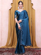 SM Women Satin Solid Saree