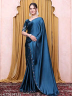 SM Women Satin Solid Saree