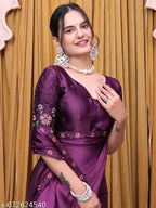 SM Women Satin Solid Saree