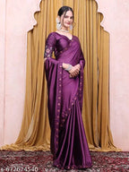 SM Women Satin Solid Saree