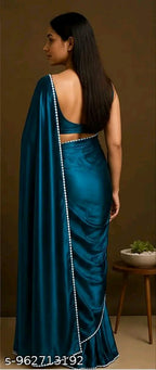 SM Women Satin Silk Solid Saree